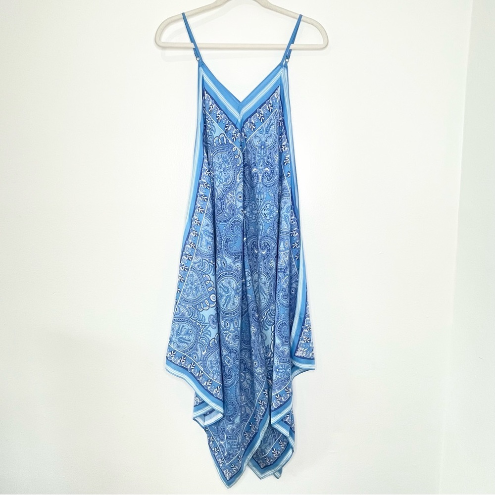 J. McLaughlin Paisley Beach Cover Silk Dress Blue Size XS/S